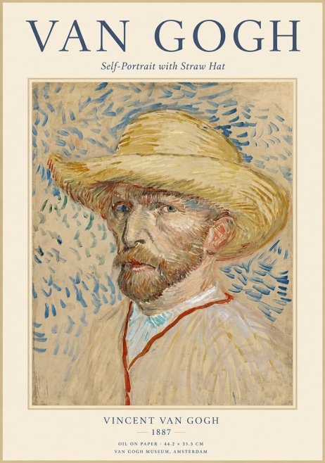 Van Gogh Self-portrait with Straw Hat II No1 - Plakát