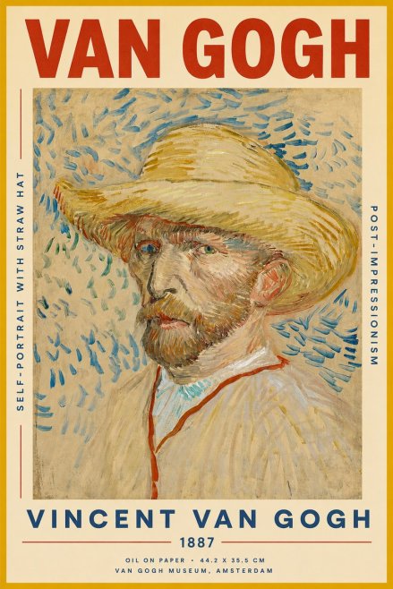 Van Gogh Self-portrait with Straw Hat II No2 - Plakát