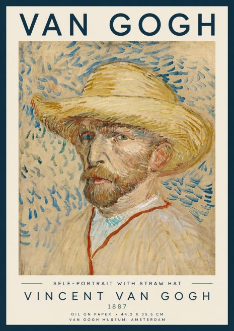 Van Gogh Self-portrait with Straw Hat II No3 - Plakát