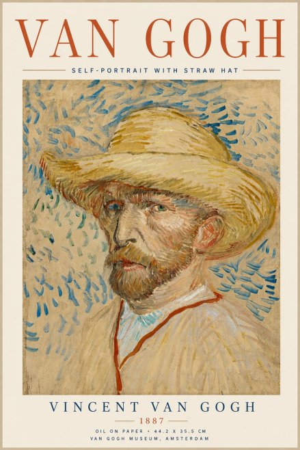 Van Gogh Self-portrait with Straw Hat II No6 - Plakát