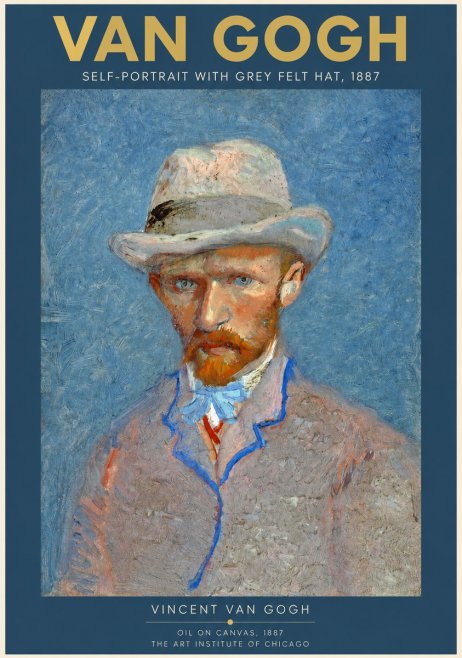 Van Gogh Self-portrait with Grey Felt Hat II No2 - Plakát