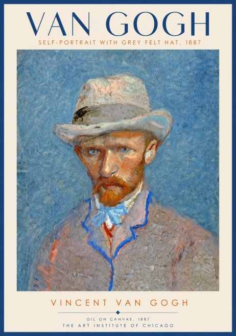 Van Gogh Self-portrait with Grey Felt Hat II No4 - Plakát
