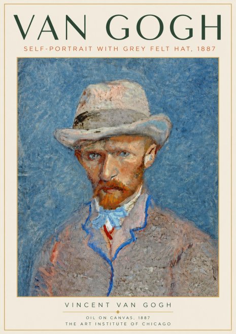 Van Gogh Self-portrait with Grey Felt Hat II No5 - Plakát