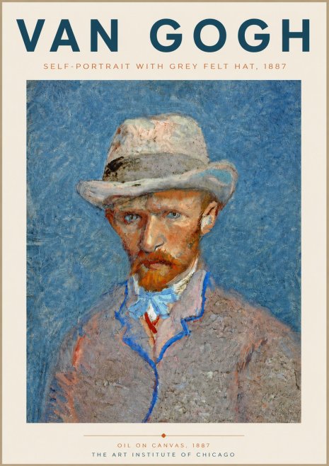 Van Gogh Self-portrait with Grey Felt Hat II No6 - Plakát