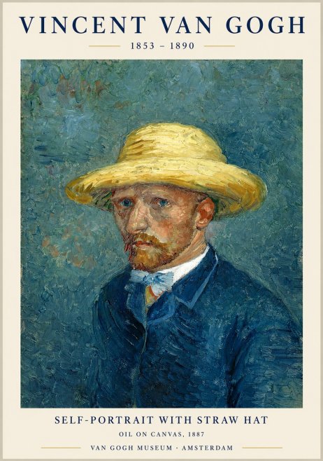 Van Gogh Self-portrait with Straw Hat III No1 - Plakát