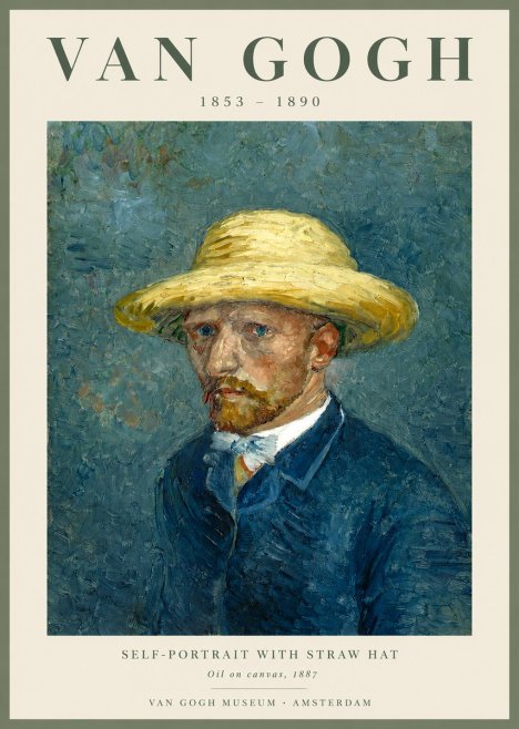 Van Gogh Self-portrait with Straw Hat III No2 - Plakát