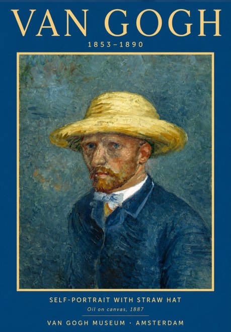 Van Gogh Self-portrait with Straw Hat III No3 - Plakát