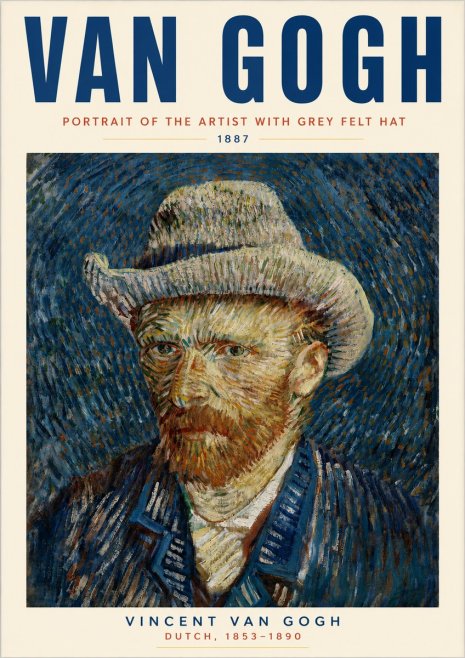 Van Gogh Portrait of the Artist with Grey Felt Hat No3 - Plakát