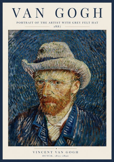 Van Gogh Portrait of the Artist with Grey Felt Hat No4 - Plakát