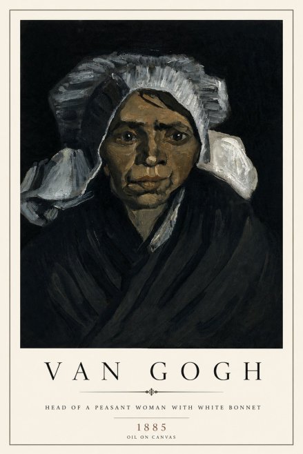 Van Gogh Head of a Peasant Woman with White Bonnet No4 - Plakát