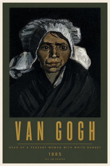 Van Gogh Head of a Peasant Woman with White Bonnet No5 - Plakát