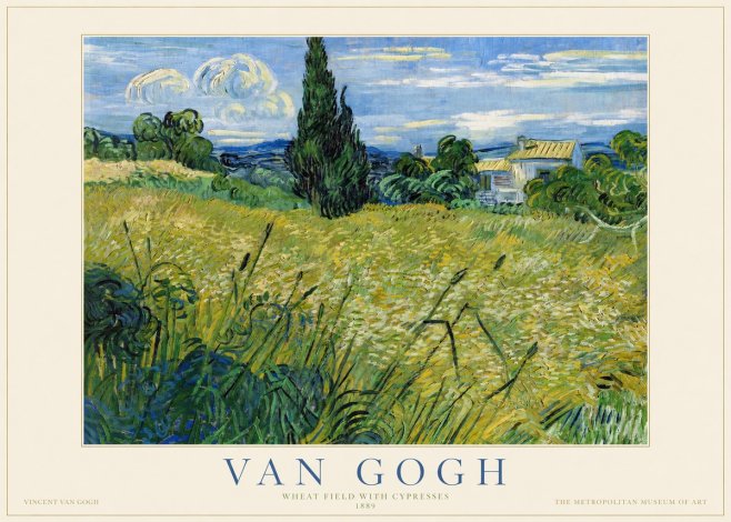 Van Gogh Wheat Field with Cypresses No1 - Plakát