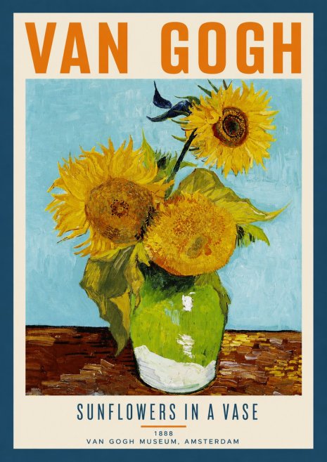 Van Gogh Sunflowers in a Vase No3 - Plakát