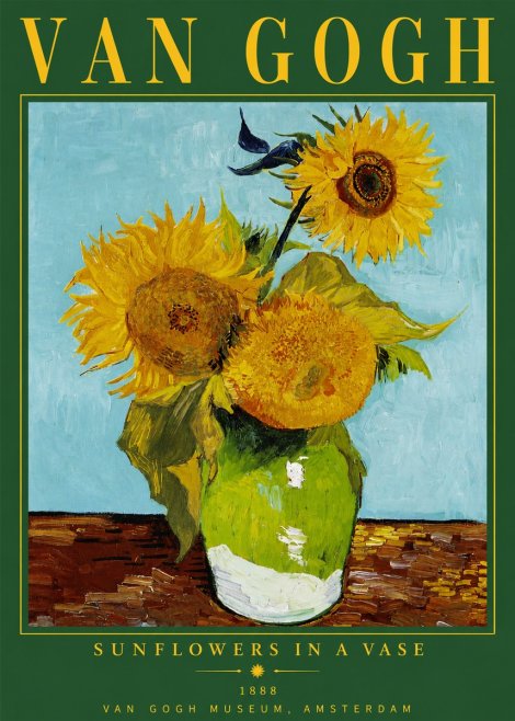 Van Gogh Sunflowers in a Vase No4 - Plakát