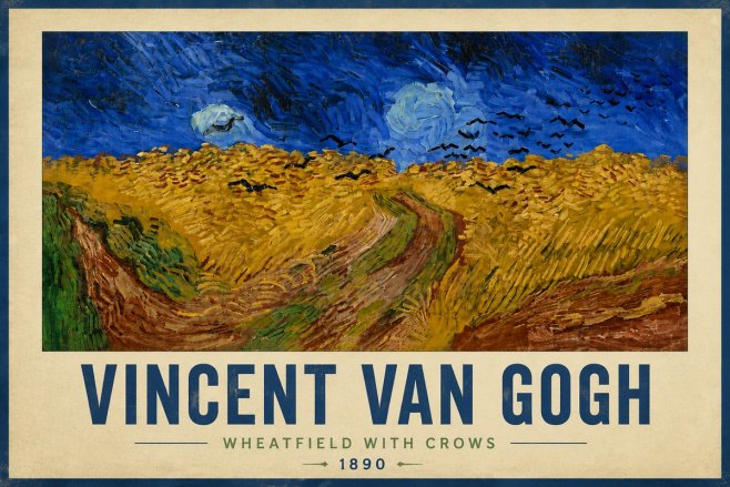 Van Gogh Wheatfield with Crows No6 - Plakát