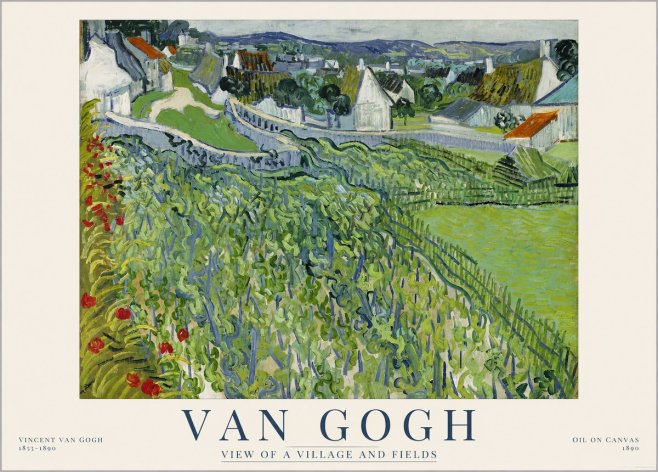 Van Gogh View of a Village and Fields No1 - Plakát