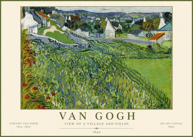 Van Gogh View of a Village and Fields No5 - Plakát