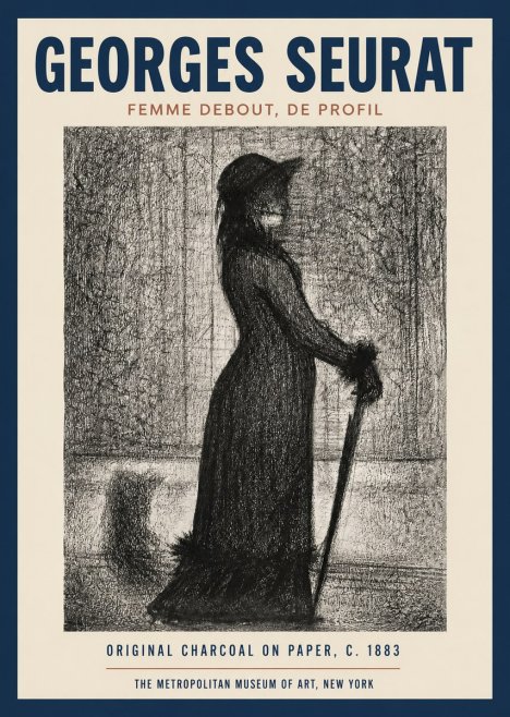 Seurat Femme Debout, De Profil No2 - Plakát