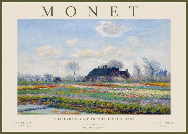 Monet The Farmhouse in the Fields No6 - Plakát