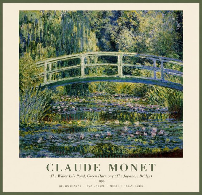 Monet The Water Lily Pond, Green Harmony (the Japanese Bridge) No1 - Plakát