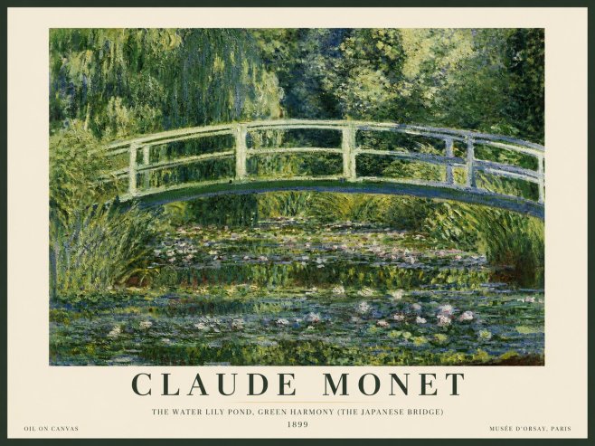 Monet The Water Lily Pond, Green Harmony (the Japanese Bridge) No3 - Plakát