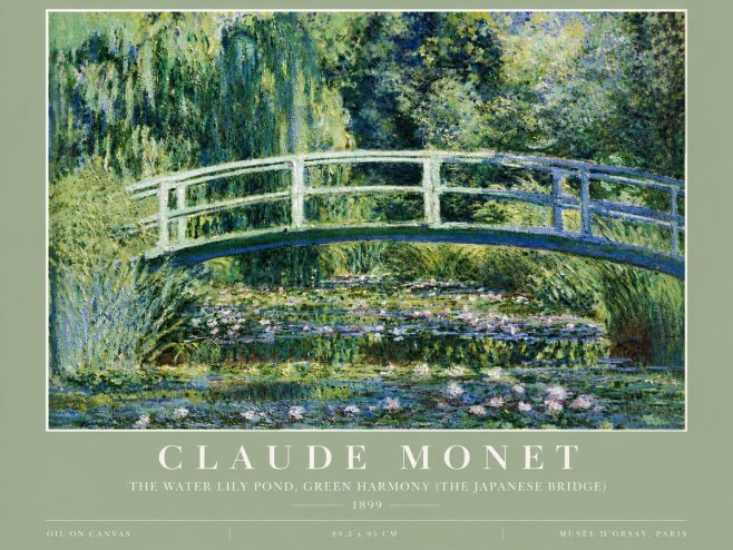 Monet The Water Lily Pond, Green Harmony (the Japanese Bridge) No5 - Plakát
