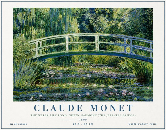 Monet The Water Lily Pond, Green Harmony (the Japanese Bridge) No6 - Plakát