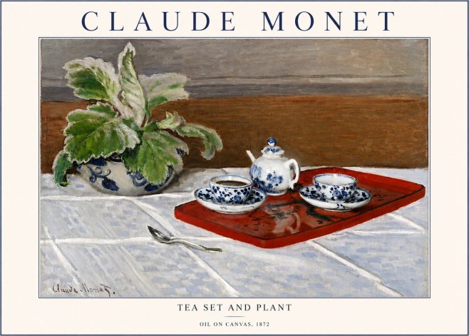 Monet Tea Set and Plant No4 - Plakát