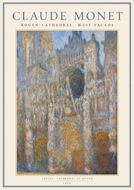 Monet Rouen Cathedral, West Facade No1 - Plakát