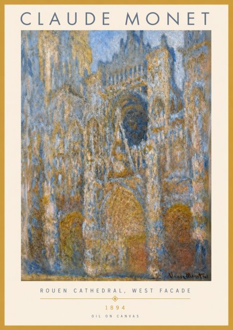 Monet Rouen Cathedral, West Facade No3 - Plakát