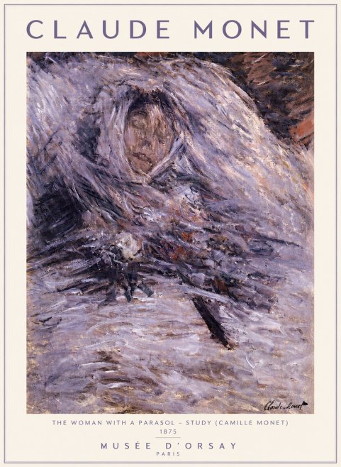 Monet The Woman with a Parasol - Study (Camille Monet) No4 - Plakát