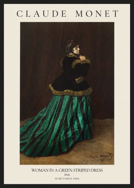 Monet Woman in a Green Striped Dress No1 - Plakát