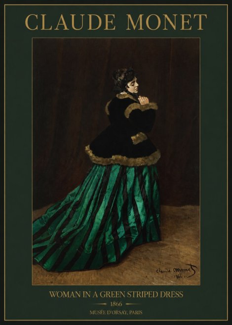 Monet Woman in a Green Striped Dress No2 - Plakát