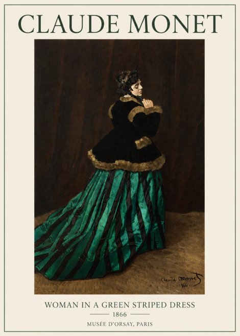 Monet Woman in a Green Striped Dress No3 - Plakát