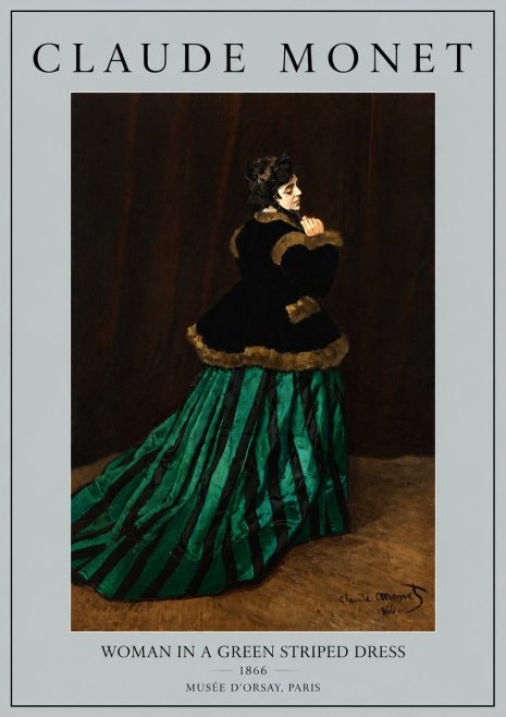 Monet Woman in a Green Striped Dress No5 - Plakát
