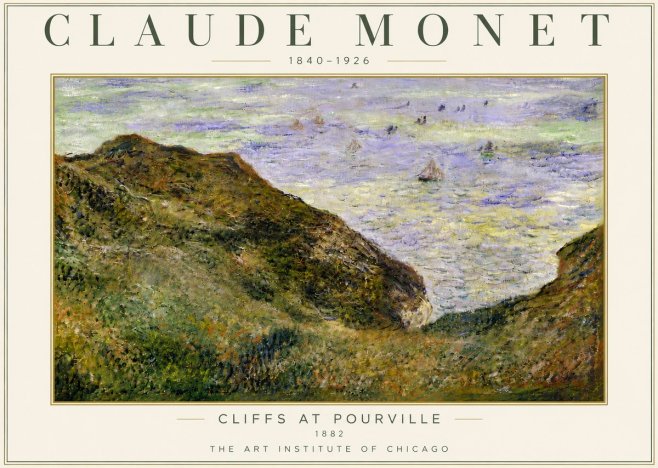 Monet Cliffs at Pourville II No5 - Plakát