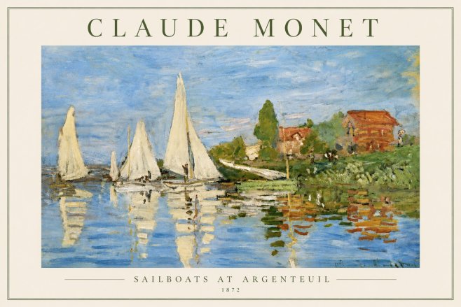 Monet Sailboats at Argenteuil No3 - Plakát