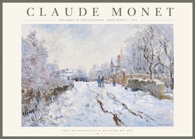 Monet The Road in Louveciennes, Snow Effect No5 - Plakát