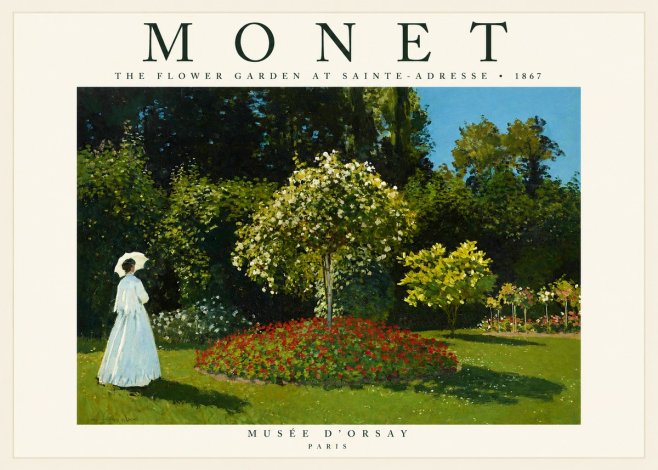Monet The Flower Garden at Sainte-adresse No1 - Plakát