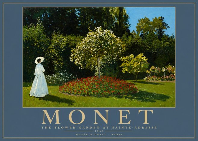 Monet The Flower Garden at Sainte-adresse No2 - Plakát