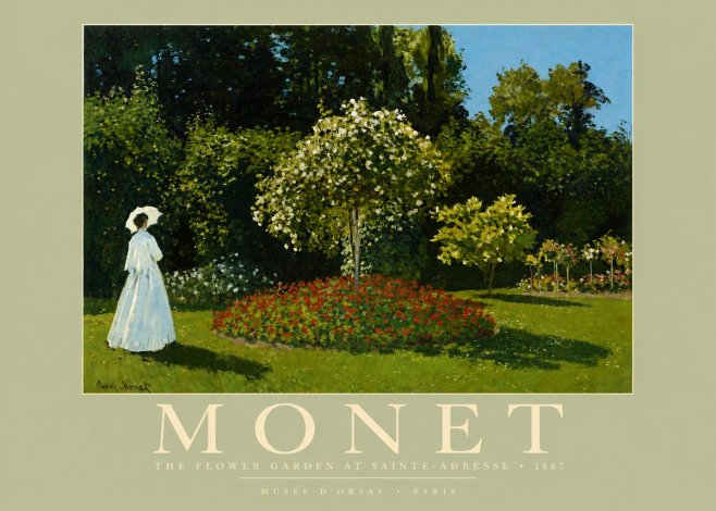 Monet The Flower Garden at Sainte-adresse No3 - Plakát
