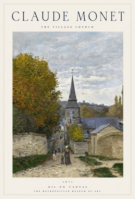 Monet The Village Church No1 - Plakát