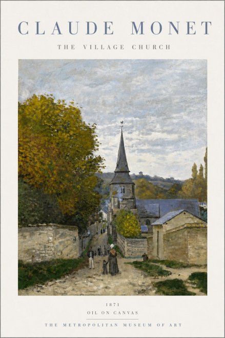 Monet The Village Church No5 - Plakát