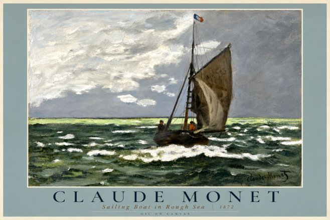 Monet Sailing Boat in Rough Sea No2 - Plakát