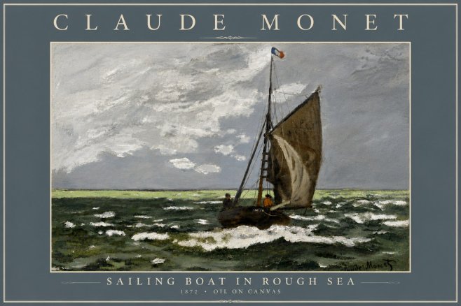 Monet Sailing Boat in Rough Sea No6 - Plakát