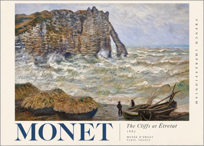 Monet The Cliffs at Etretat No4 - Plakát