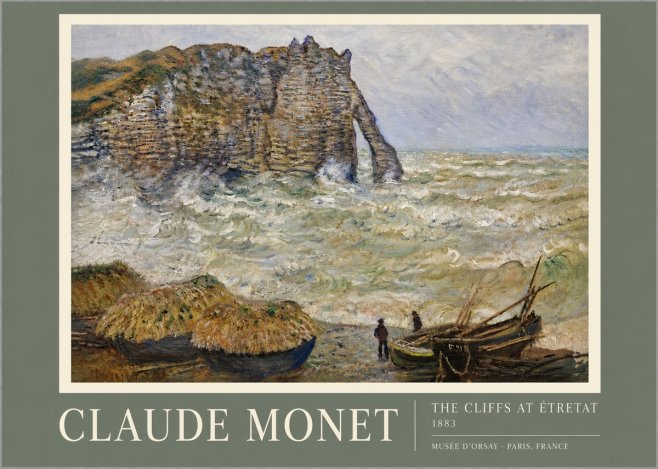 Monet The Cliffs at Etretat No5 - Plakát