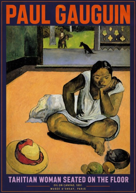 Paul Gauguin Tahitian Woman Seated on the Floor No4 - Plakát