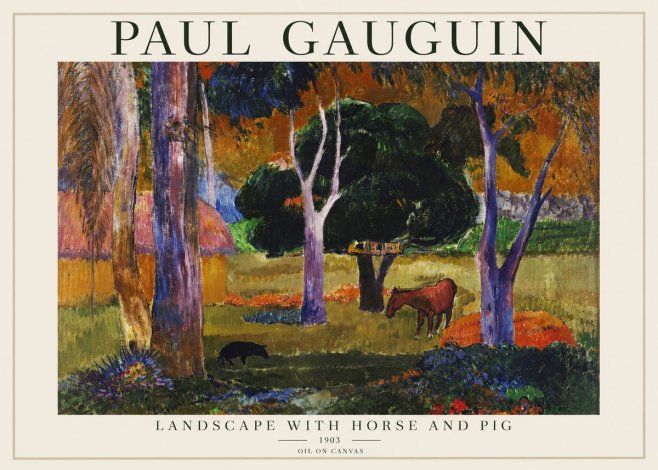 Paul Gauguin Landscape with Horse and Pig No1 - Plakát