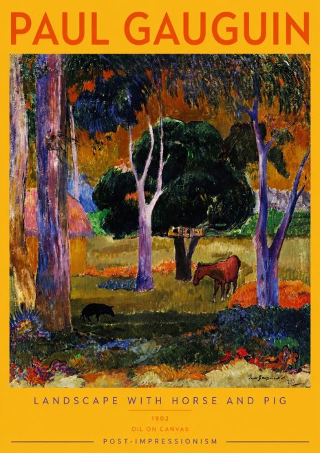 Paul Gauguin Landscape with Horse and Pig No2 - Plakát